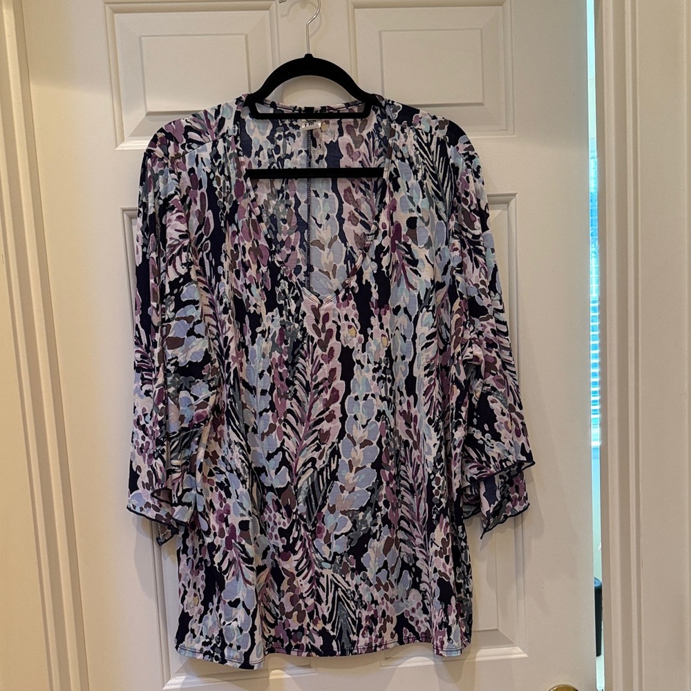 Sew In Love Purple and Blue Floral Blouse